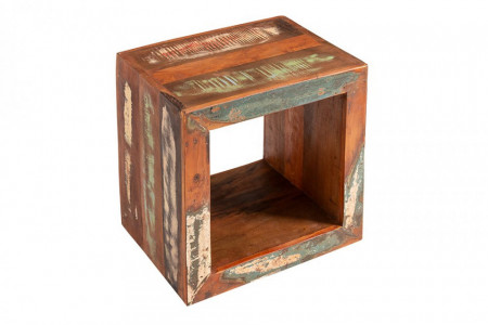 klinker Hong Kong kosten Stevige bijzettafel 45 cm gekleurde kubus gemaakt van gerecycled houten  plank