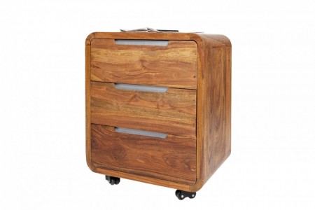 Massieve rolcontainer 60 cm Sheesham palissander houten steenafwerking 3 laden