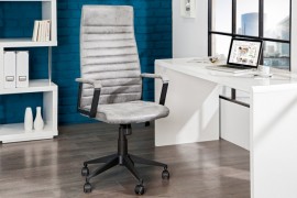 Modern design bureaustoel LAZIO highback microfiber vintage grijze executive stoel met armleuningen