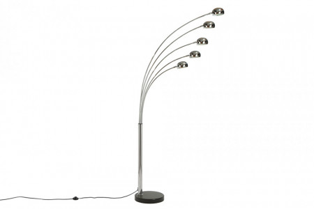 fenomeen schieten Baars Design booglamp FIVE LIGHTS 205 cm zilveren vloerlamp met marmeren voet