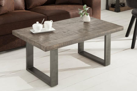 Design salontafel IRON CRAFT 100cm mangohout grijs industrieel design