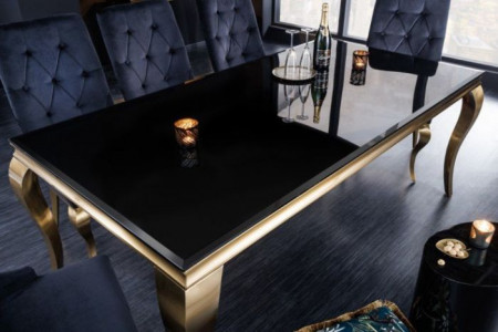 roekeloos Mening Maan Elegante design eettafel MODERN BAROK 200 cm zwart goud roestvrij staal  opaal glazen tafelblad