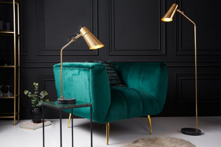 Industriële tafellamp 64 cm goud met zwart marmeren voet