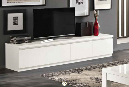 Symptomen Samenwerken met Gelukkig Moderne Hoogglans Wit tv meubel met 4 deuren 220cm