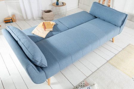 Scandinavisch Design slaapbank 215cm lichtblauw bed functie 3-zits