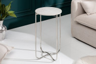 Bijzettafel 35 cm wit met marmeren blad