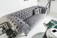 Chesterfield 3-zitsbank PARIS 225 cm grijs met 2 springkussens