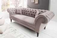 Chesterfield bank CONTESSA zachte katoenen greige met twee kussens