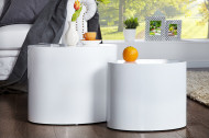 Design bijzettafel set van 2 DIVISION 50cm hoogglans witte ovale salontafel