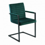 Eetkamerstoel velours stof groen / zwart metaal