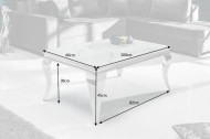 Elegante salontafel MODERN BAROK 100cm glazen blad in marmerlook roestvrijstalen poten