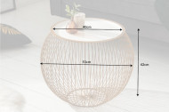 Elegante salontafel STORAGE 51 cm goud witte opbergmand met dienblad
