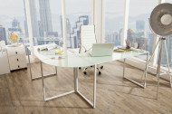 Exclusief design hoekbureau 180 cm mat wit glas