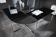 Exclusief design hoekbureau BIG DEAL 180 cm glas zwart