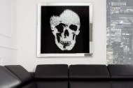 Exclusieve afbeelding wanddecoratie MIRROR SKULL 100x100cm Diamond Skull XXL