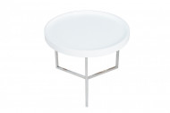 Extravagante salontafel 60cm wit chroom rond incl. dienblad