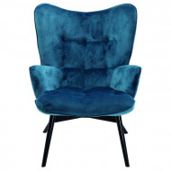 Fauteuil Zwart Vicky Velvet Blauwgroen