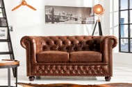 Hoge kwaliteit lederen sofa Chesterfield 2-zits vintage Bruin