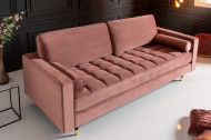 Luxe design 3-zitsbank 225 cm zitcomfort pocketvering bekleding fluweel stof oudroze