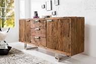 Massief dressoir BARRACUDA antiek teakhout met stalen skidpoten 160cm