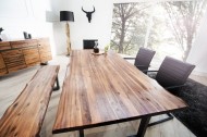 Massieve Acacia eiken-houten tafel Genesis 160cm Industrial look