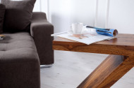 Massieve bijzettafel Z 45cm Sheesham steenafwerking Z-vorm unieke nerf