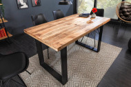 Massieve eettafel 140 cm mangohout ijzer industrieel design