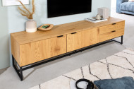 Modern TV-bord X7 180 cm eiken decor laag bord gecoat afgeleid houtproduct met zwart frame