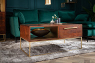 Moderne salontafel met laden acaciahout 110 cm acaciahout bruin goud