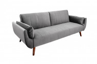 Retro 3-zitsbank 215 cm zilvergrijs fluwelen met slaapfunctie