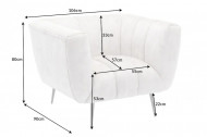 Retro fauteuil NOBLESSE 106cm champagne fluweel met sierstiksels