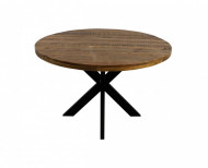 Ronde massief mangohout eettafel 130 cm - Naturel/zwart - Mangohout/ijzer