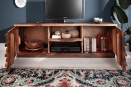 Tv Meubel massiev sheeshamhout RELIEF 150 cm met een uitgewerkte voorkant