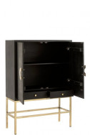 Wandkast Mangohout zwart / goud 2 Deuren 2 Laden 140cm