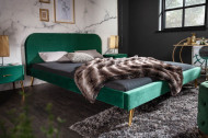 Bed RetroDesign Smaragdgroen Stof Fluweel 160x200cm Goudenpoten