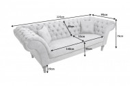 Chesterfield 3-zitsbank PARIS 225 cm grijs met 2 springkussens
