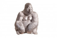 Deco Gedetailleerd Gorilla XL 75 cm zilveren aapbeeld gemaakt van kunststeen