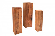 Design deco pilaar set van 3 MAKASSAR 80 cm handgemaakt mangohout