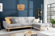 Design loungebank SKAGEN 265 cm lichtgrijs Scandinavisch design met slaapfunctie.lounge gedeelte aan beide zijden op te monteren.