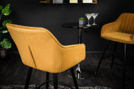Edele barkruk TURIN mosterdgeel fluweel met decoratieve quilting Barstoel met armleuningen