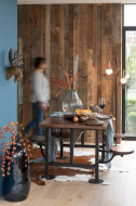 Eettafel Mangohout 4 Draai Stoelen Metaal Zwart Hout Bruin 130cm