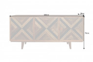 Elegant dressoir LONG ISLAND Mangohouten look 160 cm met retro patroon