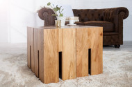 Elegante bijzettafel CASTLE 45 cm naturel geolied wild eiken poef