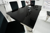 Elegante design eettafel MODERN BAROK 200cm zwart roestvrijstalen opaal glazen tafelblad