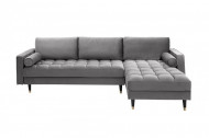 Elegante loungebank VELVET 260 cm grijze fluwelen stof.lounge gedeelte aan beide zijden op te monteren.