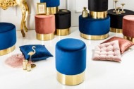Elegante Ovale MODERNE BAROK kruk bij de salontafel in kleur blauw/goud