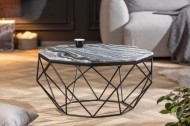 Elegante salontafel DIAMOND 70cm grijs zwart met marmeren blad