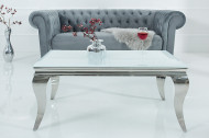 Elegante salontafel MODERN BAROQUE 100cm zilver met wit opaal glas