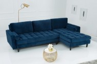 Extravagante Chesterfield-ontwerp hoekbank met 3 plaatsen COSY VELVET donkerblauwe fluwelen kernzithoek