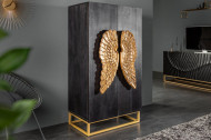 Extravagante highboard ANGEL 70 cm zwart mangohout met gouden vleugels